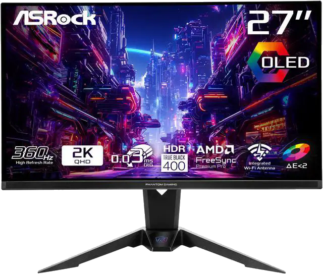 ASRock Phantom Gaming PGO27QSA-W 27" QHD OLED Monitor - $309.99