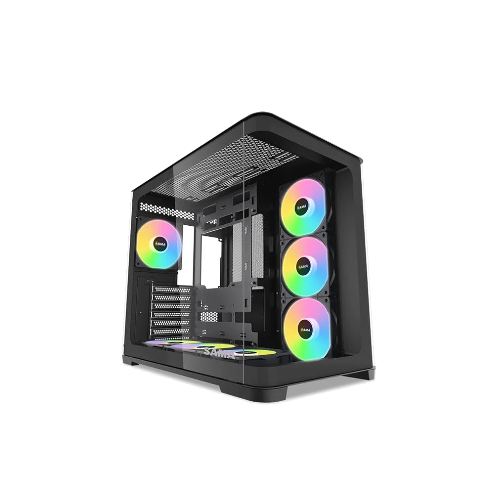 SAMA V60 Mid-Tower Case with 7 ARGB Fans - $79.99