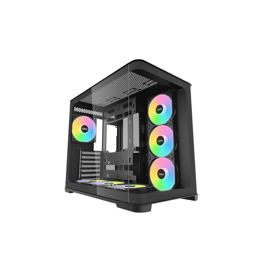 SAMA V60 Mid-Tower Case with 7 ARGB Fans - $79.99