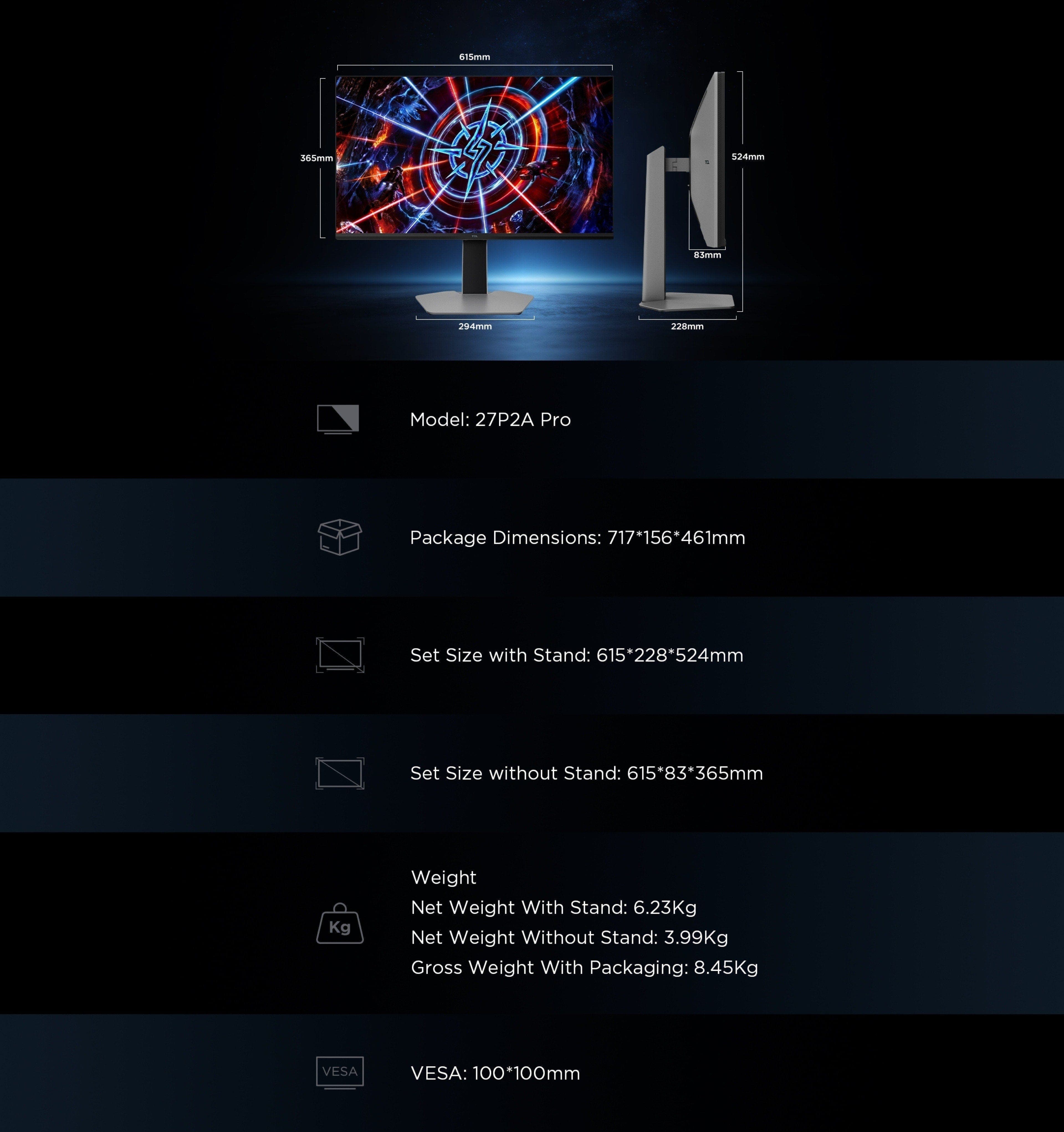 TCL 27” P2A PRO Mini-LED Gaming Monitor - $249